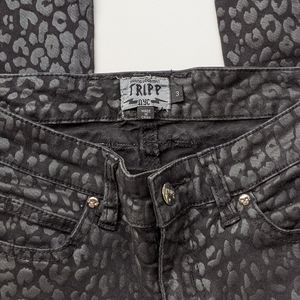 Tripp Black Leopard / Cheetah Jeans, Shiny, Goth